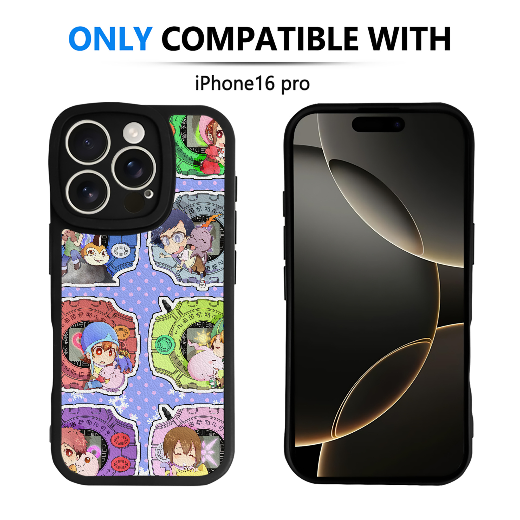 （画像用） Digimon デジタルモンスター/デジモン 【iPhone 16シリーズ対応】シリコンスマホケース（レザー調） 材質：シリコン